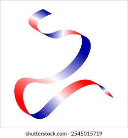 Red white blue flag ribbon tricolor gradient celebration freedom day vector illustration eps