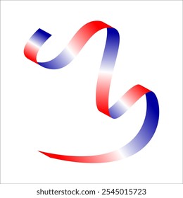 Red white blue flag ribbon tricolor gradient celebration freedom day vector illustration eps