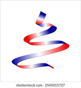 Red white blue flag ribbon tricolor gradient celebration freedom day vector illustration eps