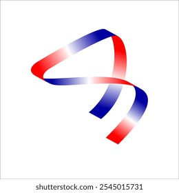 Red white blue flag ribbon tricolor gradient celebration freedom day vector illustration eps