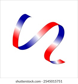 Red white blue flag ribbon tricolor gradient celebration freedom day vector illustration eps