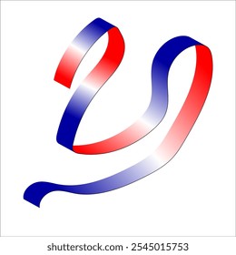 Red white blue flag ribbon tricolor gradient celebration freedom day vector illustration eps