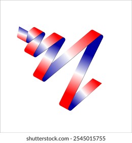 Red white blue flag ribbon tricolor gradient celebration freedom day vector illustration eps