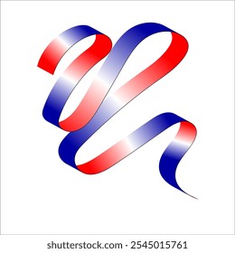 Red white blue flag ribbon tricolor gradient celebration freedom day vector illustration eps