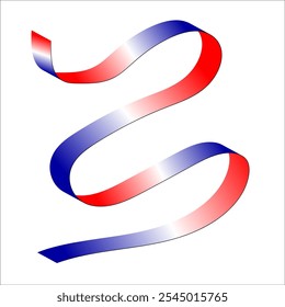 Red white blue flag ribbon tricolor gradient celebration freedom day vector illustration eps