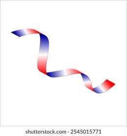 Red white blue flag ribbon tricolor gradient celebration freedom day vector illustration eps