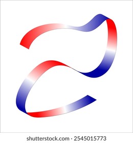 Red white blue flag ribbon tricolor gradient celebration freedom day vector illustration eps