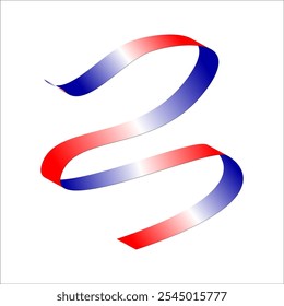 Red white blue flag ribbon tricolor gradient celebration freedom day vector illustration eps