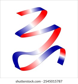 Red white blue flag ribbon tricolor gradient celebration freedom day vector illustration eps