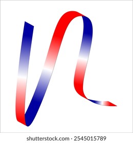 Red white blue flag ribbon tricolor gradient celebration freedom day vector illustration eps