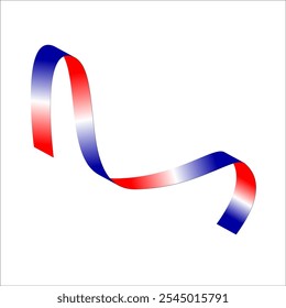 Red white blue flag ribbon tricolor gradient celebration freedom day vector illustration eps