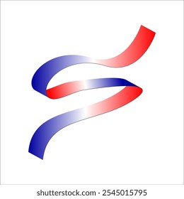 Red white blue flag ribbon tricolor gradient celebration freedom day vector illustration eps