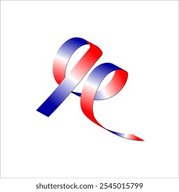 Red white blue flag ribbon tricolor gradient celebration freedom day vector illustration eps