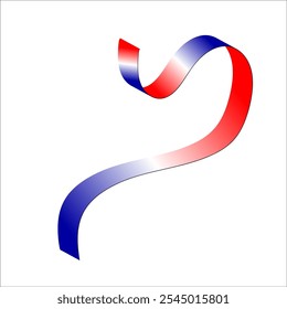 Red white blue flag ribbon tricolor gradient celebration freedom day vector illustration eps