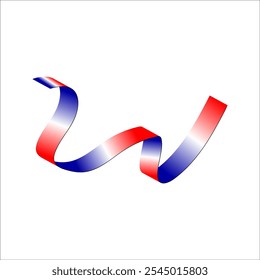 Red white blue flag ribbon tricolor gradient celebration freedom day vector illustration eps