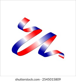 Red white blue flag ribbon tricolor gradient celebration freedom day vector illustration eps