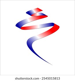 Red white blue flag ribbon tricolor gradient celebration freedom day vector illustration eps