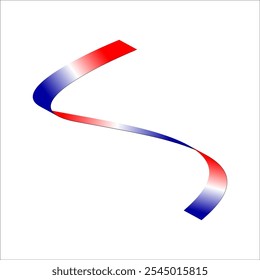 Red white blue flag ribbon tricolor gradient celebration freedom day vector illustration eps