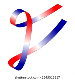 Red white blue flag ribbon tricolor gradient celebration freedom day vector illustration eps