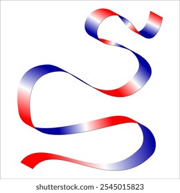 Red white blue flag ribbon tricolor gradient celebration freedom day vector illustration eps