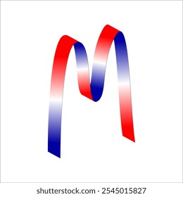 Red white blue flag ribbon tricolor gradient celebration freedom day vector illustration eps