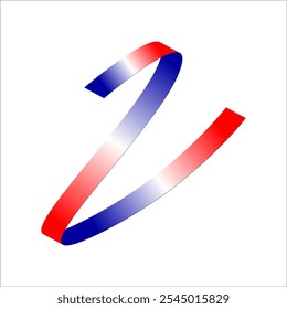 Red white blue flag ribbon tricolor gradient celebration freedom day vector illustration eps