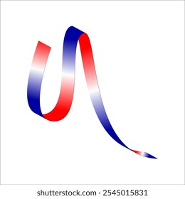 Red white blue flag ribbon tricolor gradient celebration freedom day vector illustration eps