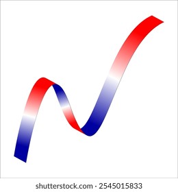 Red white blue flag ribbon tricolor gradient celebration freedom day vector illustration eps