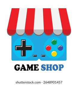 red white blue game console store design icon