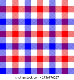 Red, white and blue gingham. Seamless vector plaid pattern suitable for fashion, interiors and decor