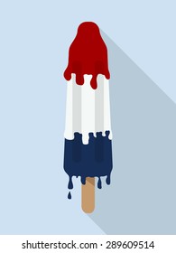 Red White And Blue Ice Cream Bars Icons In Flat Design With Long Shadow,vector