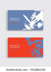 Red white blue ink brush stroke card on white background. Japanese style. Vector illustration of grunge stains