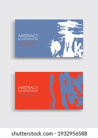 Red white blue ink brush stroke card on white background. Japanese style. Vector illustration of grunge stains
