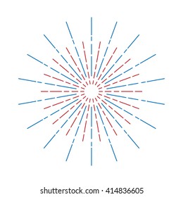 Red White And Blue Line , Sunburst, Star Burst