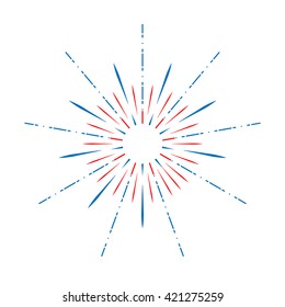 Red White And Blue Line , Sunburst, Star Burst