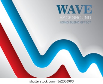 red white and blue lines on white background. vector illustration. using blend effect for shadow effect.