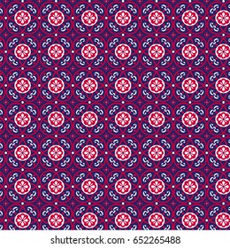 red white blue ornate tile pattern