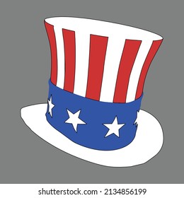 Red White And Blue Patriotic Top Hat Of A American Flag Vector Illustration