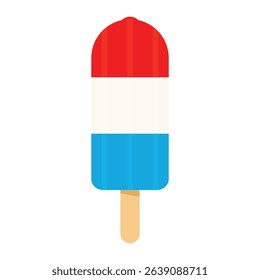 Red White Blue Popsicle Icon – Summer Frozen Dessert Vector Isolated on White