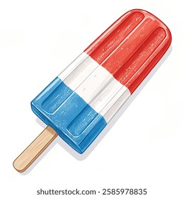 Red white and blue popsicle isolated on a  white background. Vector illustration.