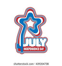 Red, white and blue rounded star for Independence Day.