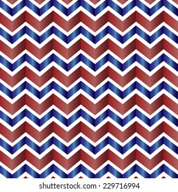 Red, white and blue shiny repeating chevron background