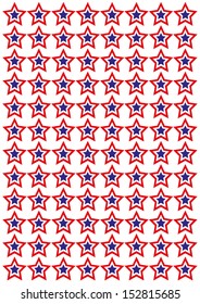 Red, White and Blue Star Pattern. Vector