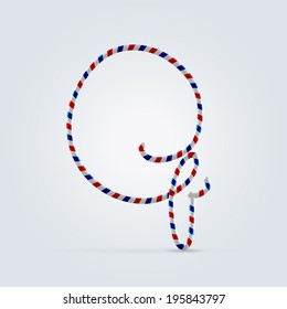 Red white and blue striped font abc capital letter Q