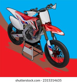 Red, White and Blue Supermoto Vector. This image suitable and perfect for motocross, supermoto, racing, touring and community content.