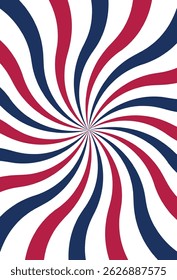 Red, white, and blue swirl pattern with radial twist, symbolizing American patriotism and 4th of July celebration.