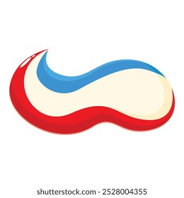 Red white and blue toothpaste swirl is isolated on a white background