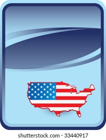 red white and blue united states icon on blue background