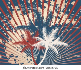 Red white and blue vintage Americana style tropical vector.