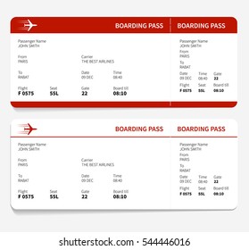 Red And White Boarding Pass, Vector Illustration